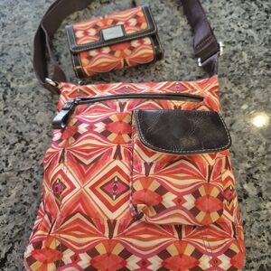 Nine & Co. Colorful Geometric Women's Handbag And Matching Wallet 2 Piece Set